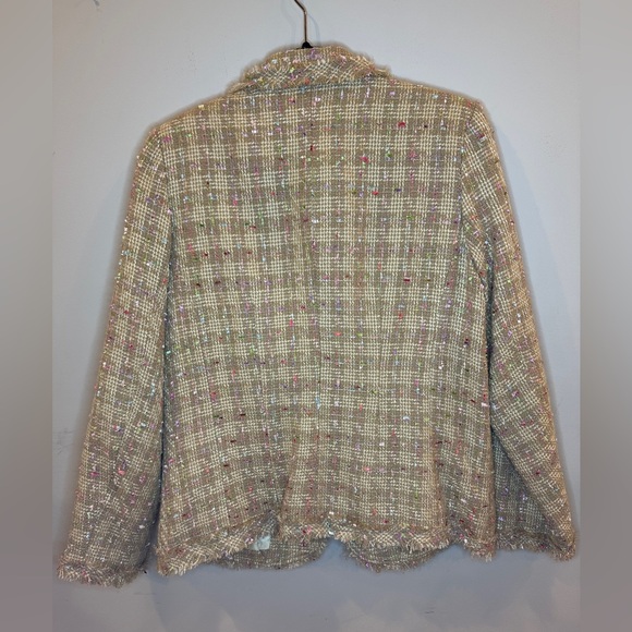 Carlucci large women’s tweed blazer in tan/brown - Picture 5 of 6